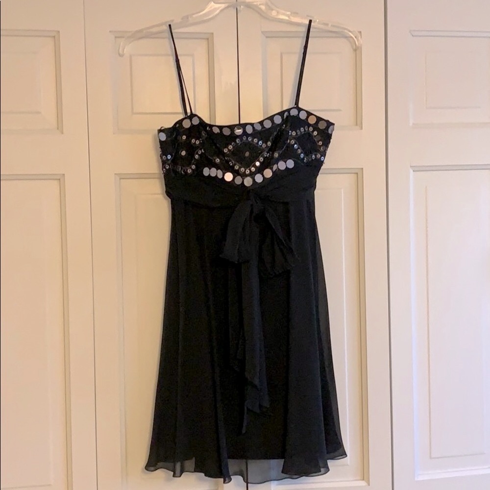 Chiffon Spaghetti Strap Cocktail Dress w/ Bead Top